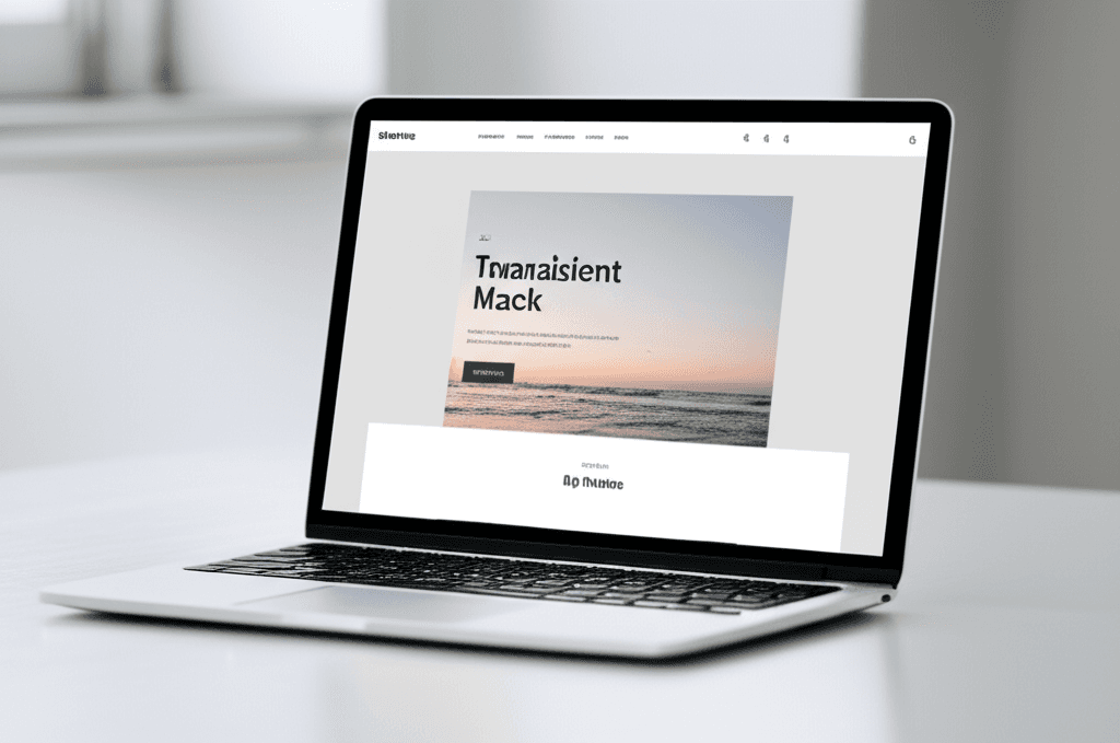Modern minimalist business website displayed on laptop showing clean design, professional layout, and responsive interface for small businesses